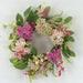 Primrue Hydrangeas w/ Greens Polyrethane Wreath Most Realistic Faux, Cotton in Green/Pink | 18 H x 18 W x 4 D in | Wayfair