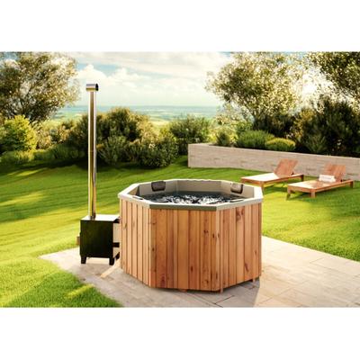 Badefass Kopenhagen aus Thermoholz, Badebottich, Hot Tub mit Holzofen, Whirlpool, Schwimmbecken, Image