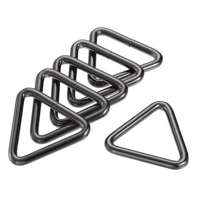 Metal Triangle Ring Buckle 1.5"(38mm) Inner Width Dark Gray 6pcs - Black