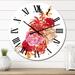 Designart 'Red Fall Flowers And Leaves' Traditional wall clock