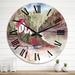 Designart 'A White House And A Forest By The Lake' Lake House wall clock