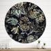 Designart 'Vintage Dark Green Flowers In Provence Style' Patterned wall clock