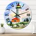 Designart 'Lighthouse Surrounded With Green Fir Trees' Nautical & Coastal wall clock