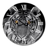 Designart 'Monochrome Portrait Of A White Tiger II' Traditional wall clock