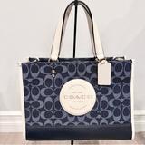 Coach Bags | Coach Dempsey Carryall In Signature Jacquard With Patch Tote Bag Crossbody | Color: Blue/White | Size: Os