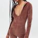Urban Outfitters Pants & Jumpsuits | New W/Tagsurban Outfitters Brown/Chocolate Velour Catsuit/Jumpsuit Hoodie Romper | Color: Blue/Brown | Size: M