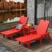 Beachcrest Home™ Shavon 48" Long Reclining Chaise & Table 3 Piece Set Plastic in Red | 37.8 H x 27.6 W x 48 D in | Outdoor Furniture | Wayfair