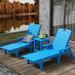 Beachcrest Home™ Shavon 48" Long Reclining Chaise & Table 3 Piece Set Plastic in Blue | 37.8 H x 27.6 W x 48 D in | Outdoor Furniture | Wayfair