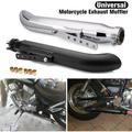 Tubo di scarico universale per moto Cafe Racer per Harley Bobbers Racing Bikes argento (argento,