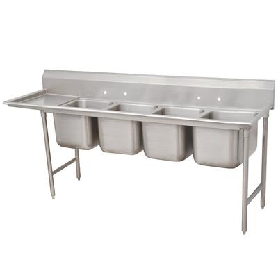 Advance Tabco 9-24-80-18 Super Saver Four Compartment Pot Sink with One Drainboard - 111" - Left Drainboard