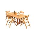 Winston Porter Cimara Rectangular 4 - Person 105" Long Outdoor Dining Set Wood/Teak in Brown/White | 105 W x 36 D in | Wayfair