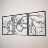 Red Barrel Studio® Metal Floral Line Wall Art Set - 3 Piece Metal in Blue/Brown | 27 H x 54 W x 1 D in | Wayfair 089A886657FD479DBFDBB1F32CA76C2B