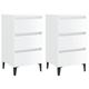 vidaXL Bed Cabinet with Metal Legs 2 pcs High Gloss White 40x35x69 cm