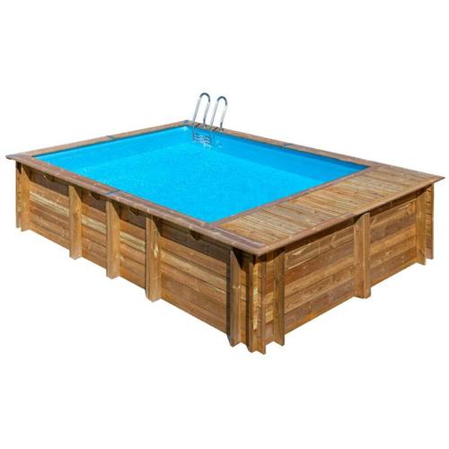 Poolcrew - Holz Pool Madeira, Aufstellpool 620 x 420 x 136 cm, Einbaupool rechteckig, inkl.
