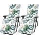 2Pcs Sun Lounger Cushion Patterned Garden Recliner Cushion Replacement Thick Chair Pad Non-Slip High Back Sun Lounger Seat Pads with Backrest Ties Chair Cushions for Indoor Outdoor(H)