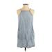 Very J Casual Dress - Shift Halter Sleeveless: Blue Print Dresses - Women's Size Small