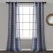 Farmhouse Textured Grommet Sheer Window Curtain Panels Navy 38X108 Set - Lush Decor 21T011783