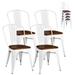 Set of 4 Style Metal Dining Wood Seat-White - 18"x 20.5" x 33.5" (L x W x H)