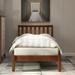 Minimalistic Twin Pine Wood Platform Bed with Vertical Slatted Headboard