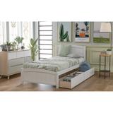 Minimalistic Twin Wood Platform Bed with 2 Drawers Under-bed Storage&Headboard