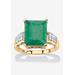 Women's Gold Over Sterling Silver Genuine Emerald And White Topaz Ring by PalmBeach Jewelry in Emerald (Size 7)