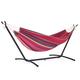 Mondeer Hammock with Stand, Double Fabric Camping Hammock with Metal Frame Carrying Bag up to 200kg for Camping Travel Patio Outdoor Garden, Red