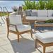 Chesapeake Teak Patio Chair w/ Sunbrella Cushions in Brown/White Coastal Living™ by Universal Furniture | 34 H x 29 W x 30 D in | Wayfair U012836