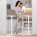 Tooca 30" Tall Auto Close Walk Thru Safety Gate w/ Pet Door Metal/Metal (a highly durability option) in White | 30 H x 40.5 W x 1 D in | Wayfair