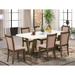 East West Furniture Dinette Set- a Dining Table and Dark Khaki Linen Fabric Parson Chairs, Distressed Jacobean(Pieces Options)