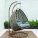 Outdoor 2-Person Wicker Hanging Swing Chair in Beige by LeisureMod