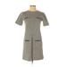 J.Crew Casual Dress - Sweater Dress Crew Neck Short sleeves: Gray Solid Dresses - Used - Women's Size 0
