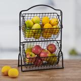 Gourmet Basics by Mikasa Grid Fruit Storage Basket, 2 Tier Metal in Black | 17.32 H x 7.32 W x 12 D in | Wayfair 5292301