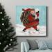The Holiday Aisle® Santa & A Bay Of Toys-Premium Gallery Wrapped Canvas - Ready To Hang Metal in Black/Blue/Green | 32 H x 32 W x 1 D in | Wayfair