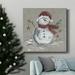 The Holiday Aisle® Linen Snowman I-Premium Gallery Wrapped Canvas - Ready To Hang Canvas in Black/Blue/Green | 10 H x 10 W in | Wayfair