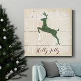 The Holiday Aisle® Holly Jolly Reindeer-Premium Gallery Wrapped Canvas - Ready To Hang Canvas, in Black/Blue/Green | 24 H x 24 W x 1 D in | Wayfair