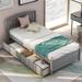 Red Barrel Studio® Twin Platform Storage Bed w/ Two Drawers & Headboard Wood in Gray | 37.4 H x 41.8 W x 79.5 D in | Wayfair