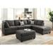 Black Reclining Sectional - Latitude Run® 117" Wide Reversible Sofa & Chaise w/ Ottoman Linen | 35 H x 117 W x 86 D in | Wayfair