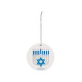 The Holiday Aisle® Hanukkah Menorah Hanging Figurine Ornament Ceramic/Porcelain in Blue/White | 2.75 H x 2.75 W x 0.5 D in | Wayfair