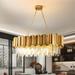 Everly Quinn Torina 8 - Light Unique/Statement Tiered Chandelier w/ Crystal Accents Metal/Crystal in Yellow | 11 H x 31.4 W x 14 D in | Wayfair