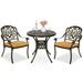 Canora Grey Dickeson Round 2 - Person 31" Long Bistro Set w/ Cushions Metal in Brown | 31 W x 31 D in | Outdoor Furniture | Wayfair