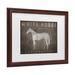 Trinx Ryan Fowler 'White Horse w/ Words' Matted Framed Art Canvas in Black/Gray/White | 13 H x 16 W x 0.75 D in | Wayfair