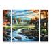 Loon Peak® Chuck Black 'Country Living' Multi Panel Art Set 3 Piece Metal in Black/Gray/Green | 24 H x 32 W x 2 D in | Wayfair