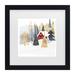 The Holiday Aisle® Victoria Borges 'Christmas Chalet I' Matted Framed Art Canvas in Green/White | 13 H x 13 W x 0.75 D in | Wayfair