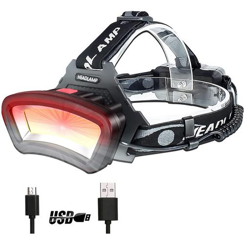 Qersta - COB-Stirnlampe Stirnlampen LED-Scheinwerfer mit wiederaufladbarem USB-Rotlicht 2000 Lumen