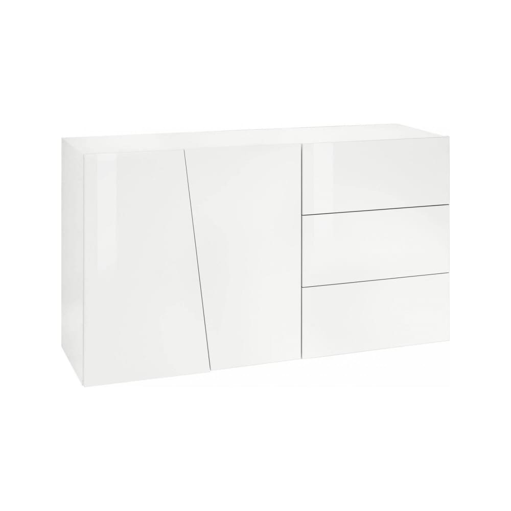 Buffet effet bois blanc brillant 141x43 cm