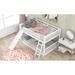 Modern Style Solid Wood Full over Full Low Bunk Bed with Convertible Slide and Ladder