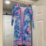 Lilly Pulitzer Dresses | Lilly Pulitzer Upf 3/4 Length Sleeve Dress | Color: Blue/Pink | Size: Xs