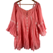 Free People Dresses | Free People Pink Hand Embroidered Cold Shoulder Tunic Dress Size Small Euc | Color: Pink | Size: S