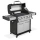 JUSTUS Gasgrill Mars Plus, 5 Hauptbrenner, 1 Seitenbrenner, 3,5 kW – Grill mit Infrarot-Backburner, Unterschrank, Guss-Grillrost, 158 x 62 x 122 cm, Edelstahl Schwarz