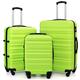 COOLIFE Suitcase Trolley Carry On Hand Cabin Luggage Hard Shell Travel Bag Lightweight with TSA Lock and 2 Year Warranty Durable 4 Spinner Wheels (3 Pcs Set, Apple Green)